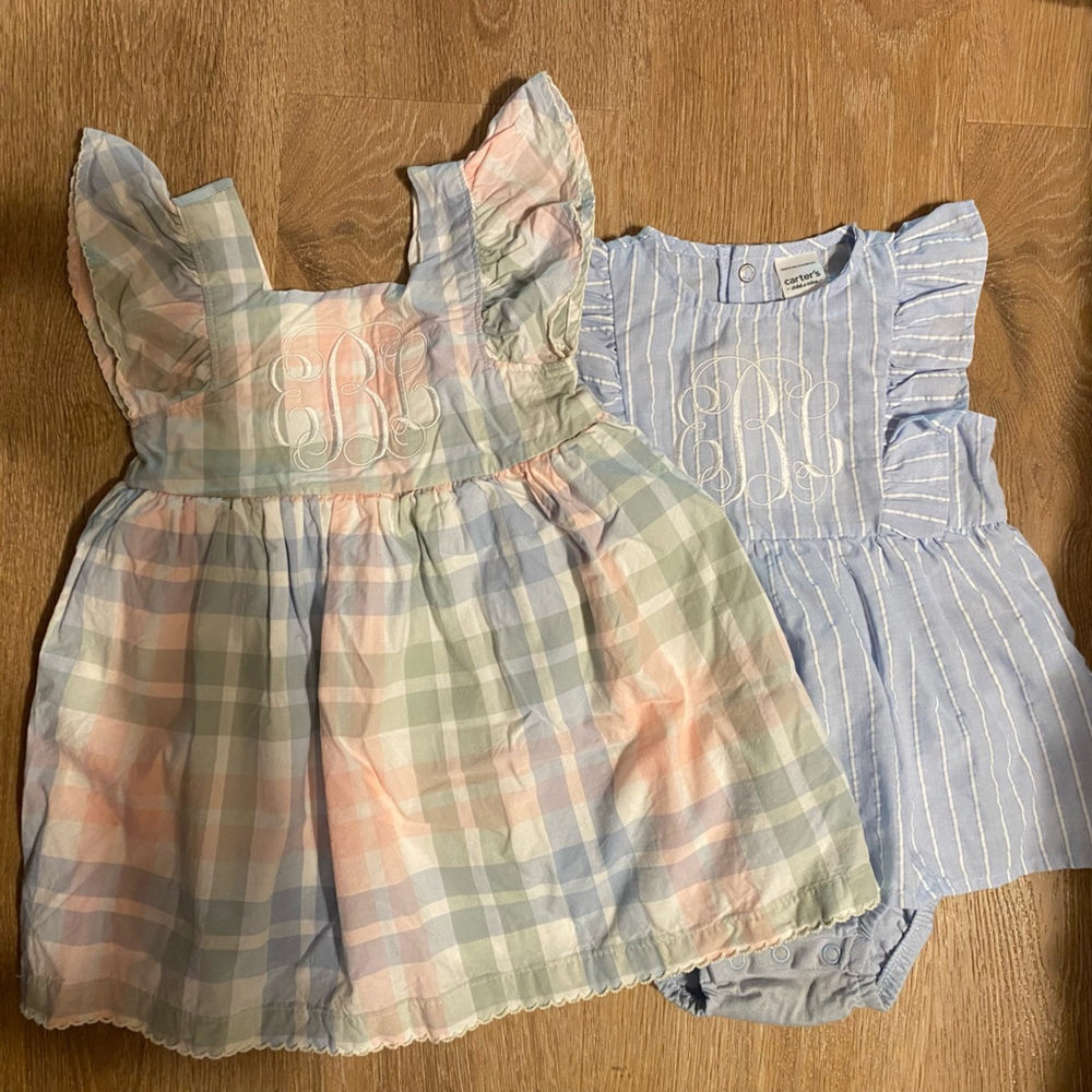 Plaid and Striped Kids Dress Set